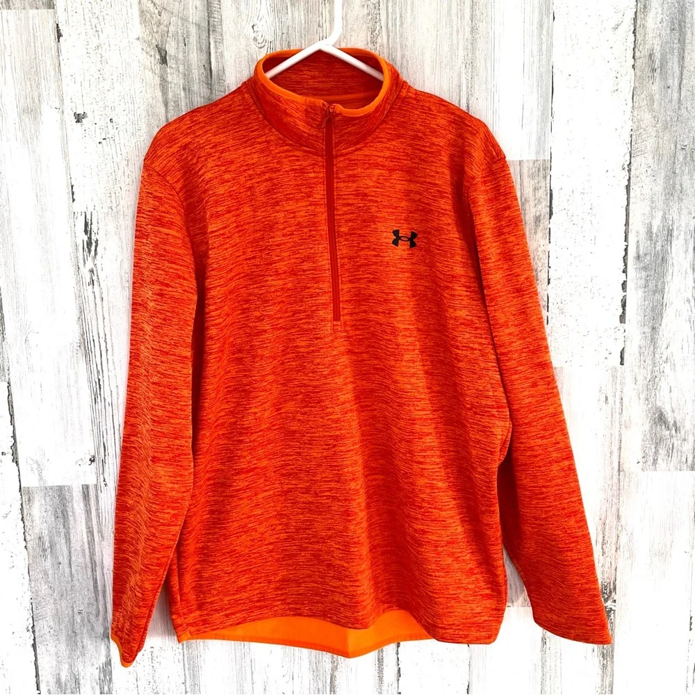 Under Armour Men’s Size Large Loose Coldgear 1/2 Zip Pullover In Orange